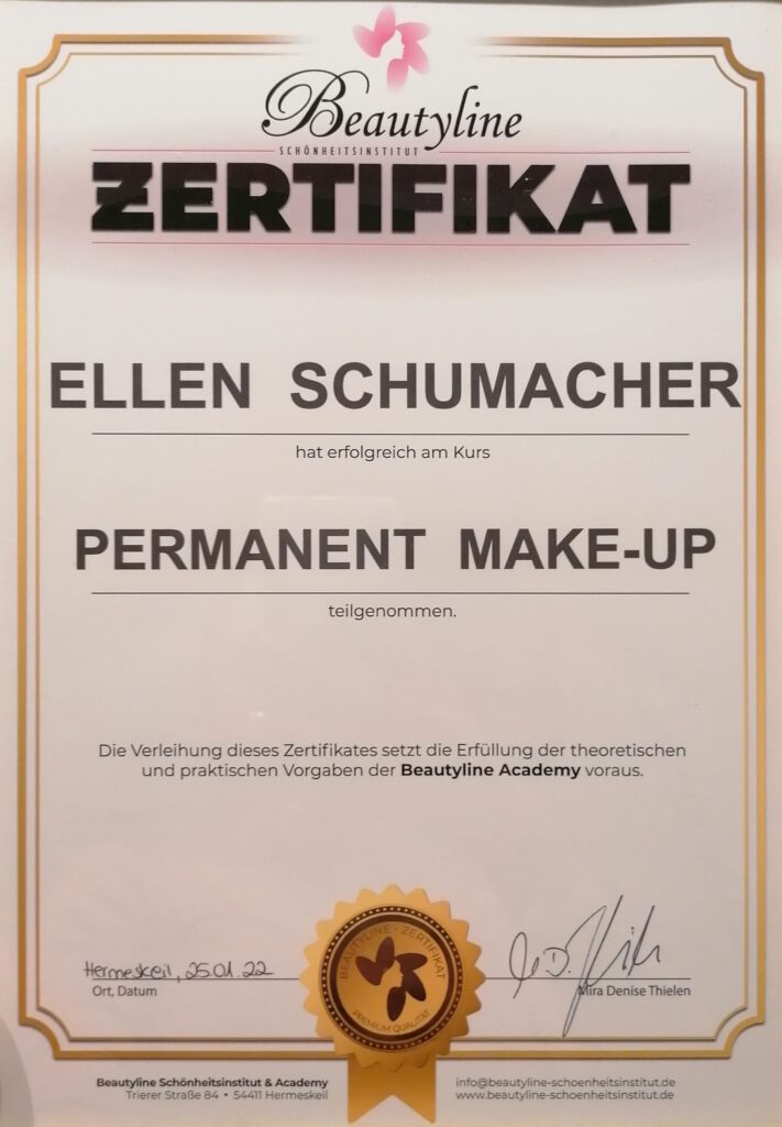 Zertifikat Permanent Makeup